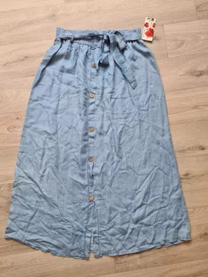 Long skirt with elastic bands - Light blue - Skirts