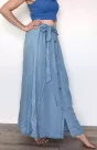 Long skirt with elastic bands - Light blue