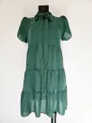 Loose trapeze dress with a bow - Green