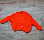 Openwork sweater with buttons and elastic band - Orange