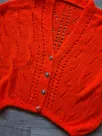 Openwork sweater with buttons and elastic band - Orange
