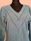 Openwork sweater with decorative weave at the front, smooth back - Blue