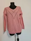 Openwork sweater with decorative weave at the front, smooth back - Pink