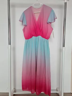 Oversize dress with elastic waist, lining and frills - pink - Dresses