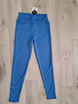 Ribbed leggings with a high waist - Blue - Leggings