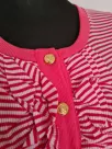 Ribbed sweater fastened with gold buttons - White and red