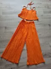 Set - Top with straps, wide leg pants - Orange