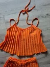 Set - Top with straps, wide leg pants - Orange