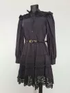 Shirt dress with lace - Black