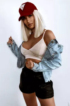 Short bralette with a neckline - Latte - Blouses