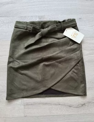 Short Khaki suede skirt - Skirts
