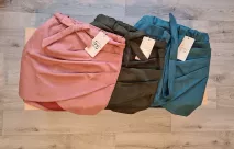 Short sea blue suede skirt