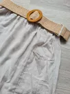 Skirt with pockets and a braided belt - Light beige