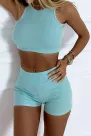 Striped top and shorts set - Mint