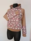 Sweatshirt, women's hooded blouse, brown hearts