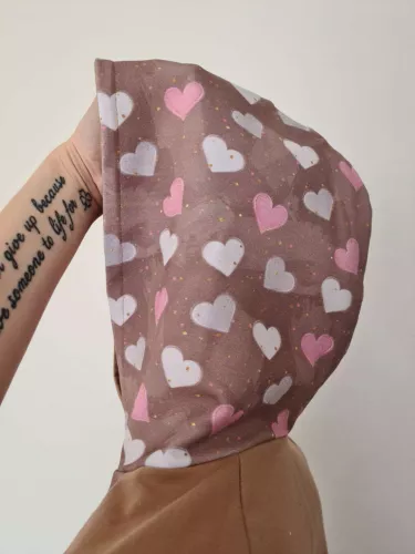Sweatshirt, women's hooded blouse, brown hearts