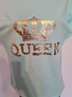 T-shirt with a beautiful, gold QUEEN crown application - Mint