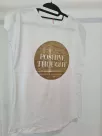 T-shirt with a golden decorative inscription - White
