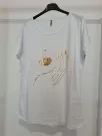 T-shirt with gold face application - White