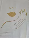 T-shirt with gold face application - White