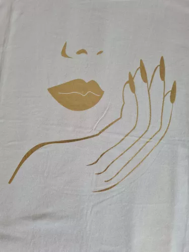 T-shirt with gold face application - White