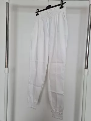 Trousers with an elastic waist and cuffs on the legs - White - Pants