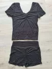 Two-piece set of a blouse and shaping shorts - Black